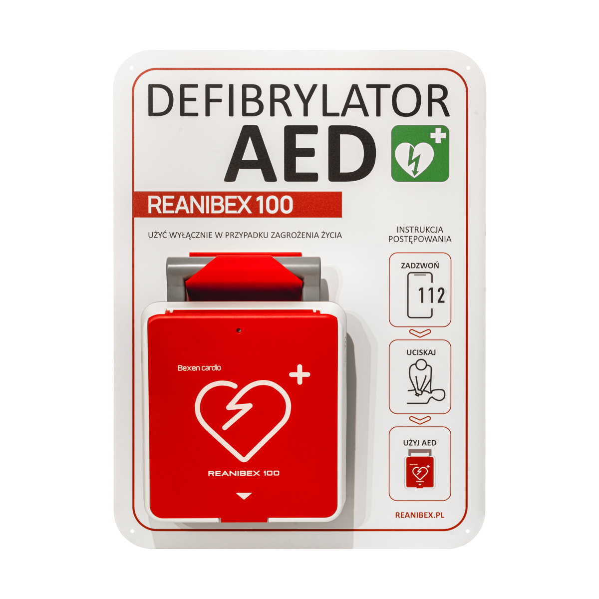 Tablica ścienna do defibrylatora AED Reanibex 100
