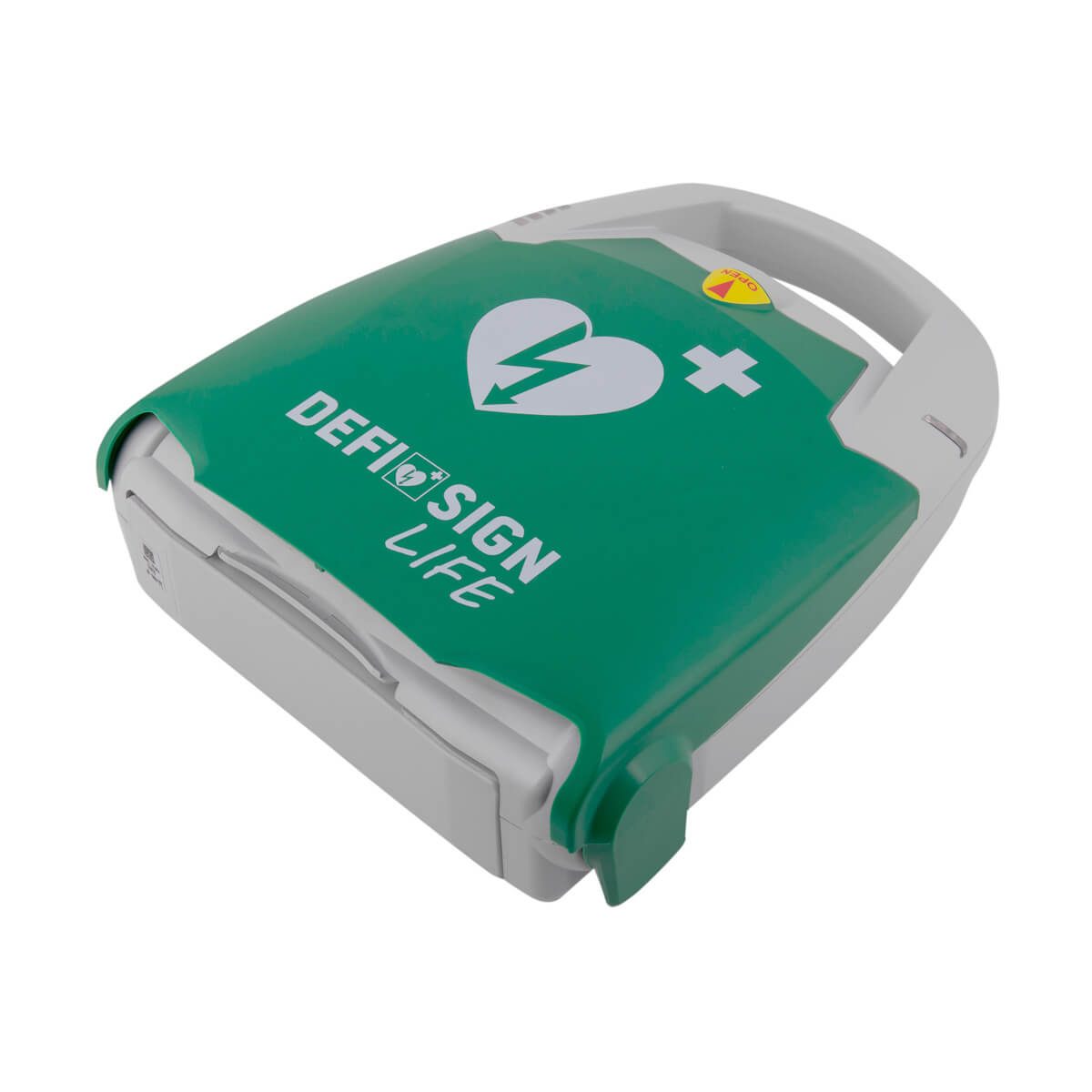 defibrylator AED DefiSign LIFE automatyczny z widocznymi ikonami instruktażowymi