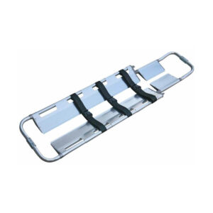 Aluminium scoop stretcher with length adjustment and 3 straps