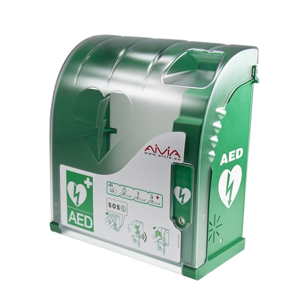 Szafka na aed aivia 300 alarm 4g do zastosowań wewnętrznych – kapsuła ścienna z siecią AIVI@NET, podświetleniem LED i alarmem