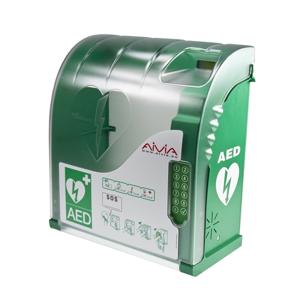 Szafka na aed aivia 310 alarm lan do zastosowań wewnętrznych – kapsuła ścienna z zamkiem PIN, siecią LAN i podświetleniem LED