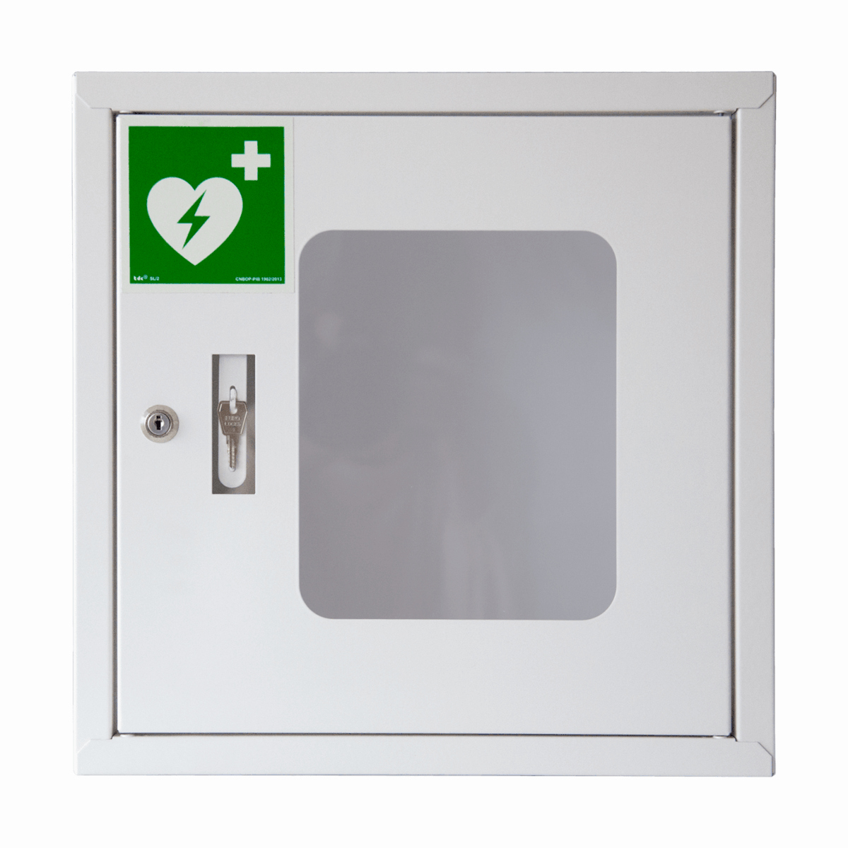 Szafka wewnętrzna metalowa aed kluczyk – skrzynka ścienna Supron 3 z systemem zbij szybkę