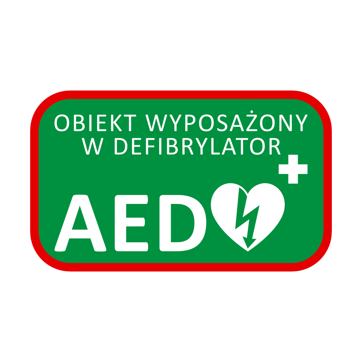 tablica informacyjna aed obiekt wyposażony 25 x 15 cm