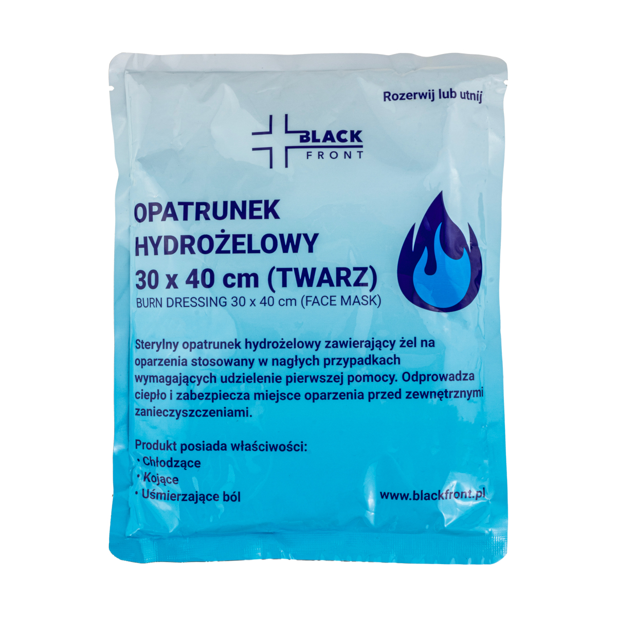 Opatrunek hydrożelowy na twarz Longbow 30 x 40 cm – jałowy, na oparzenia