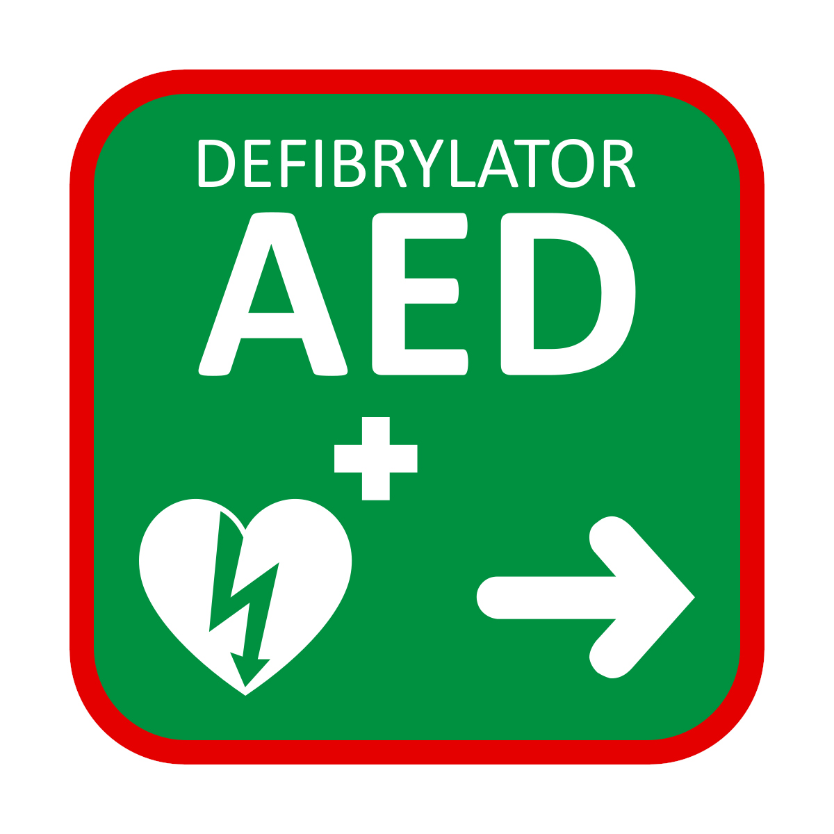AED direction sign 20 x 20 cm – right arrow