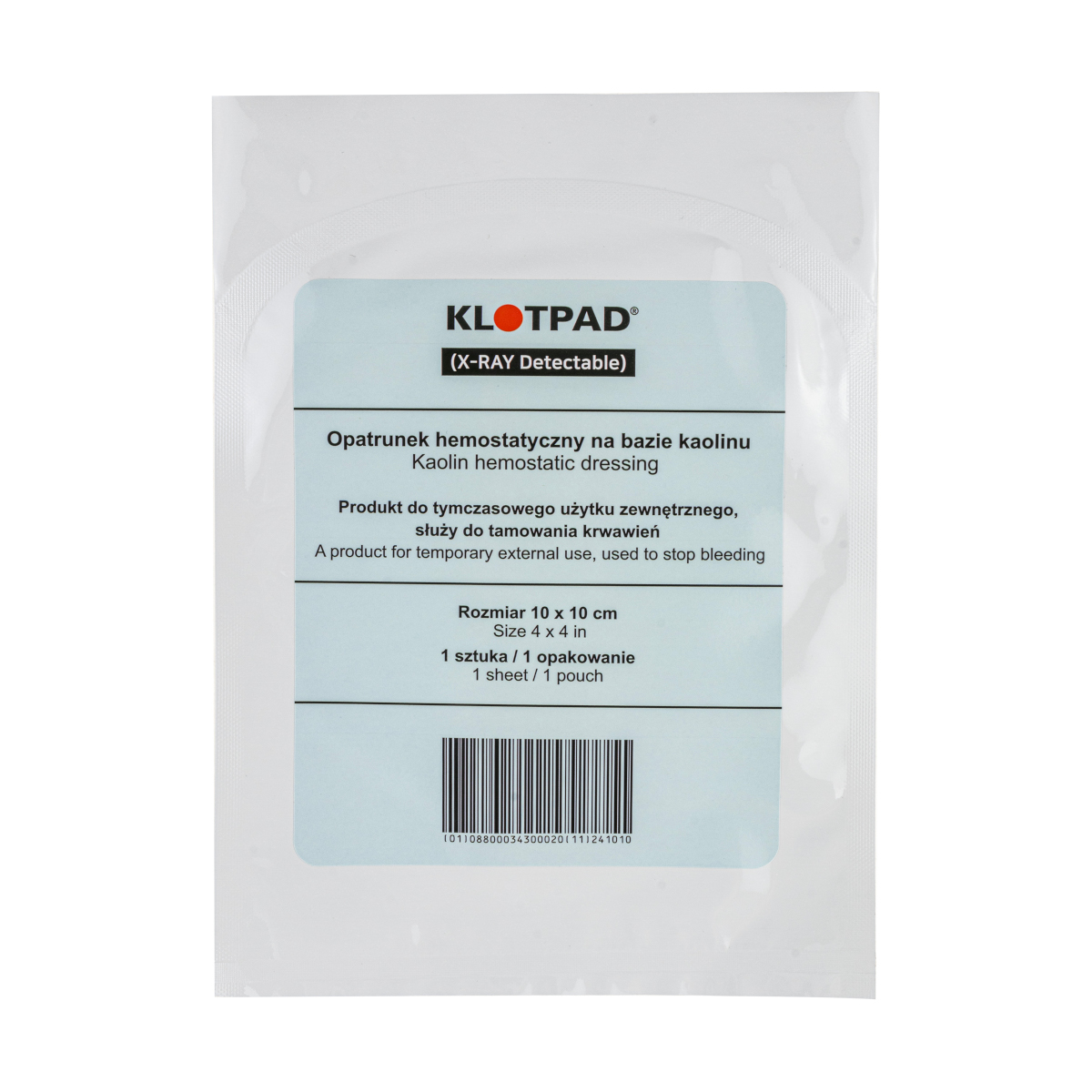 Opatrunek hemostatyczny KLOTPAD 10 x 10 cm – kompres z kaolinem