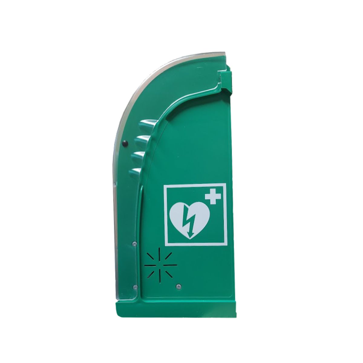 Aivia 200 AED cabinet with alarm – side view